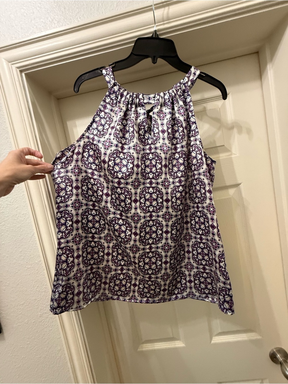 The Limited White and Purple Printed Halter Camisole